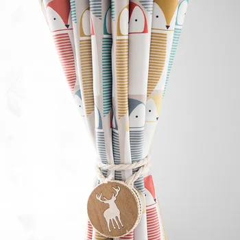 

Spot Manufacturer Modern Simple Children's Room Curtains Black Silk Shading Printing Curtain for living room bedroom dining room