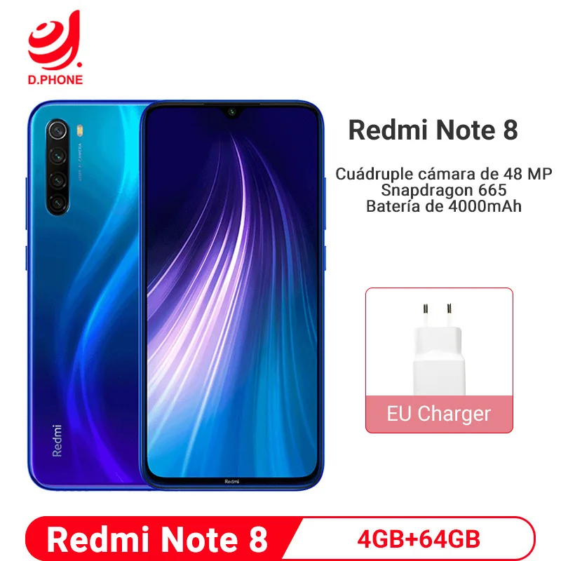  Global Version Xiaomi Redmi Note 8 4GB 64GB 48MP Quad Camera Smartphone Snapdragon 665 Battery 6.3