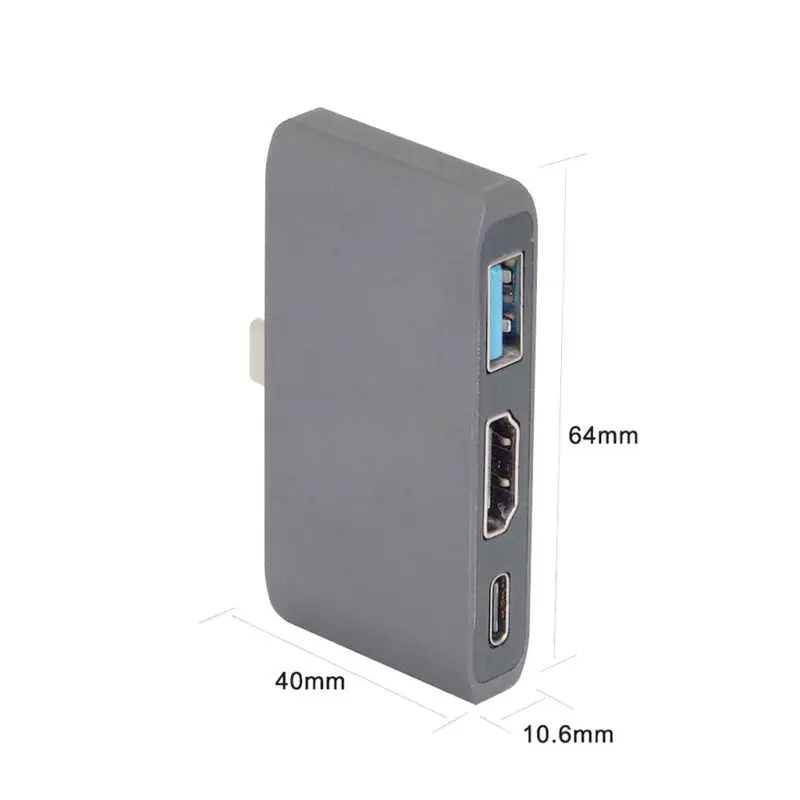 3-в-1 мульти Порты и разъёмы адаптер Тип C до 4K HDMI USB 3,1 3,0 QI Беспроводная зарядка Порты и разъёмы конвертер с USB-C мужского и женского кабеля