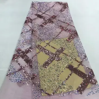 

Fshions purple French mesh lace High Quality African Lace Fabric Nigeria Embroidered Tulle Lace Fabric For Wedding FJYuan45