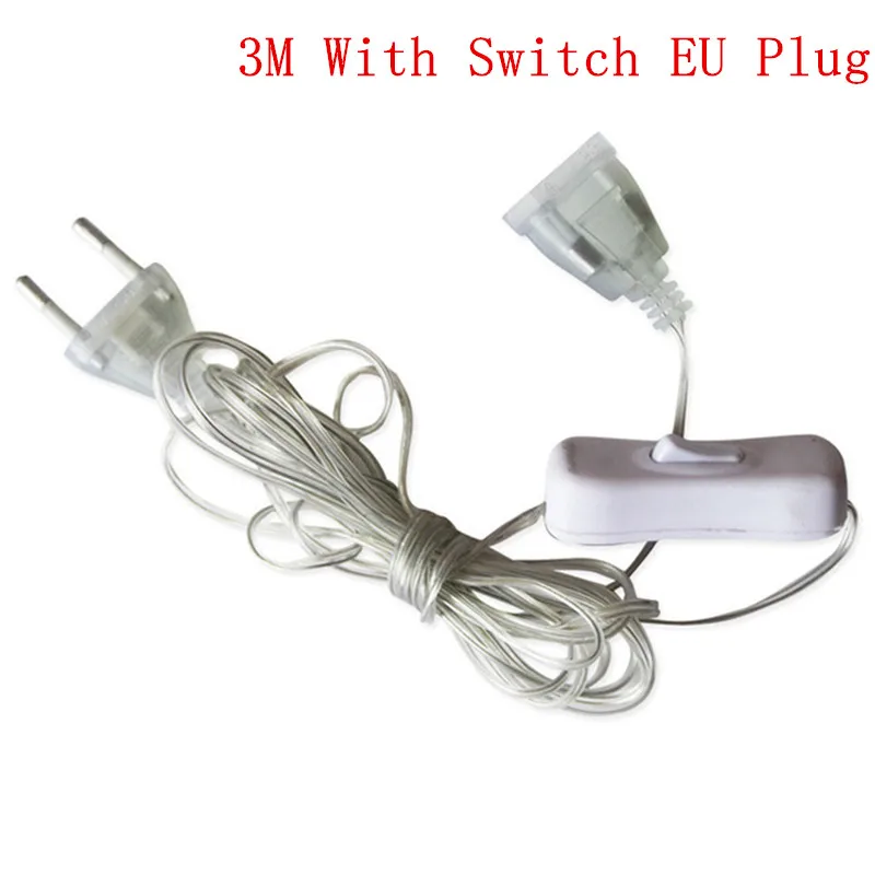 LED String Lights 3m Plug Extender Wire Extension Cable USB/EU/US Plug For Street Led Garland DIY Christmas Outdoor Garden