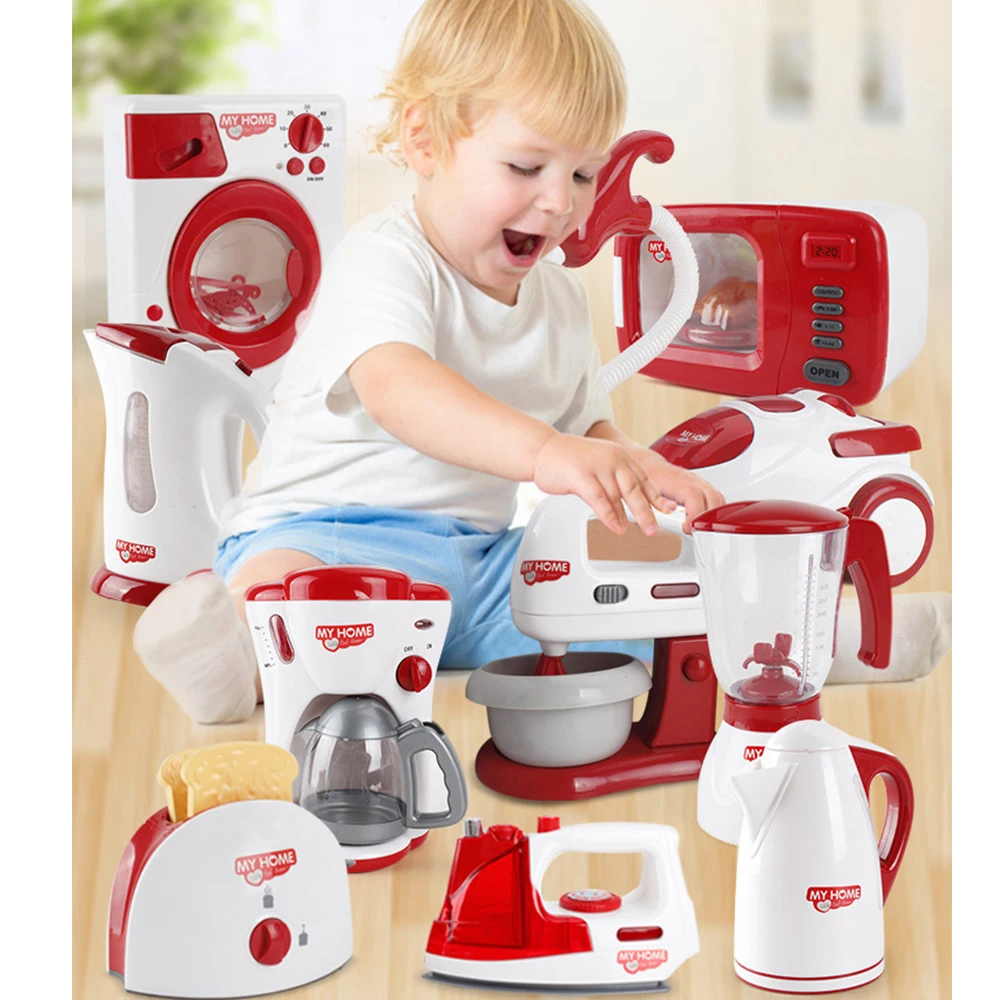Simulation Pretend Kitchen Toy Play Kettle Electric Iron Washing Machine Vacuum Cleaner Microwave Oven Kitchen Appliance toy