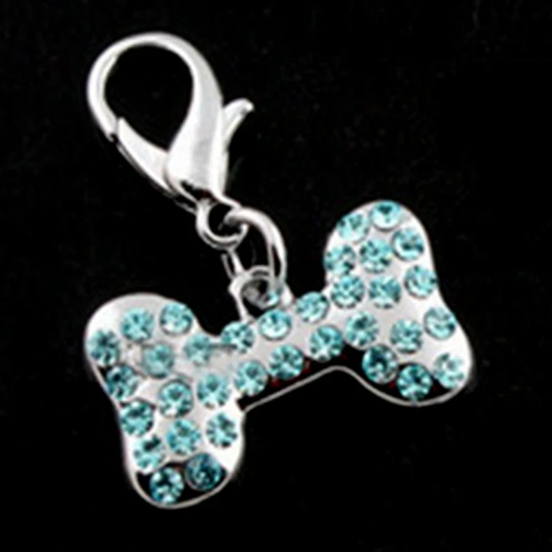 Rhinestone Dog Tag кристалл в форме кости подвески для Ошейников для собак ювелирные замки-карабины кулон аксессуары для животных