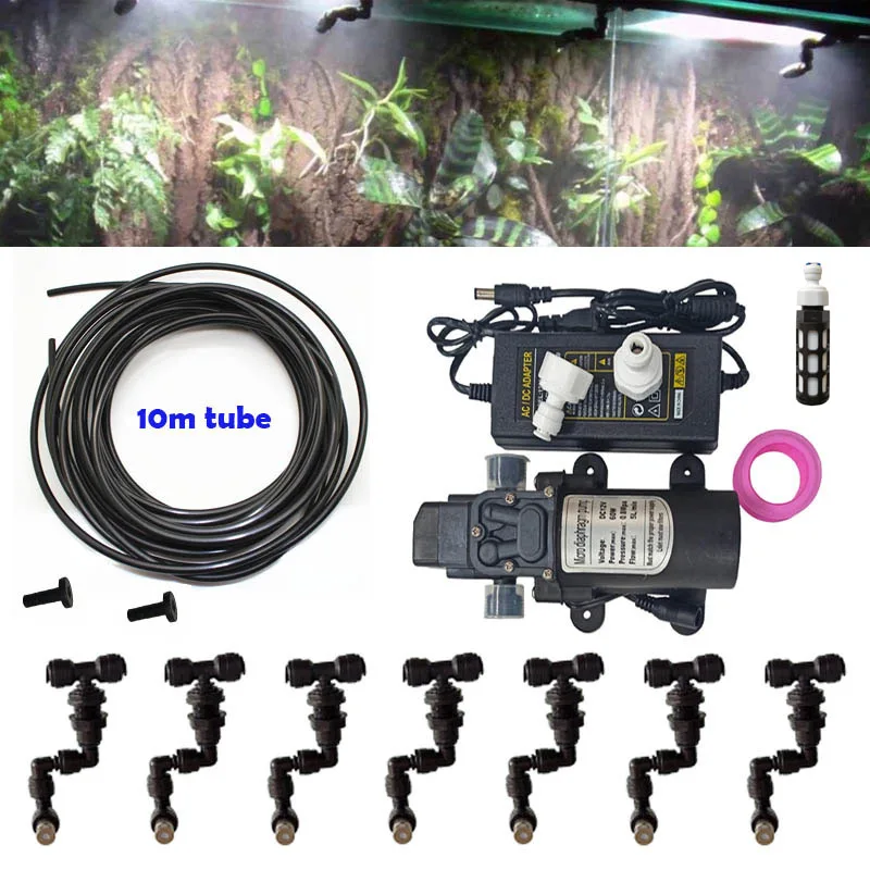 

10M Cooling System Tank Misting Reptiles Fogger Mist Sprinkler Rainforest Tank fog machine pump Aquarium Aquatic Pet 7 nozzles