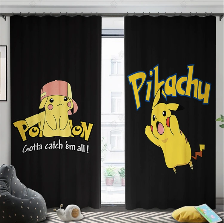 Style 3 Аниме Pikachi Pokemo GO, 2 панели/комплект, занавески, из ткани, занавески, затемняющие, теплоизолированные, оконные занавески, s, гостиная, спальня - Цвет: Style 3