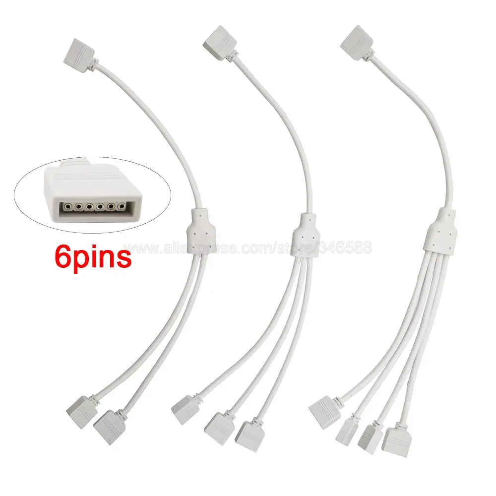 6Pins RGBCCT LED Strip Connector Hub 1 to 2 3 4 Port Splitter Cable 6-Pin Female to Female Connector Wire LED Accessories afbeelding