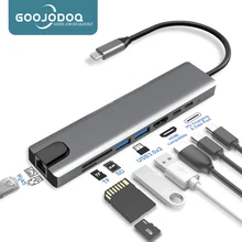 Usb c hub tipo-c 3.1 a 4k hdmi rj45 usb sd/tf leitor de cartão pd carga rápida 8-em-1 adaptador de doca usb para macbook ar pro pc usb hub