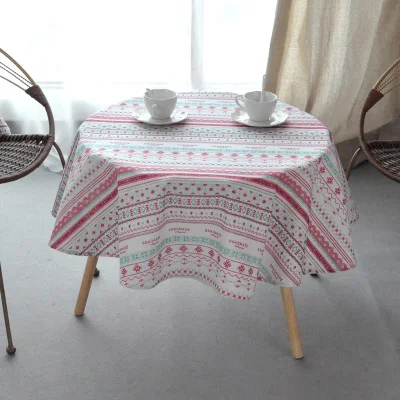 tafelkleed Nordic Polyester Cotton Round Table Cloth Color Yellow Rice Word Gray Arrow Cotton and Linen Printing Tablecloth Custom - Color: tafelkleed