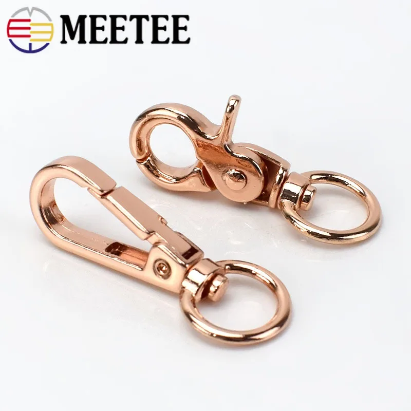 Meetee 5/30 шт Розовое золото сумки ремень с металлической пряжкой спусковым крючком поворотный замок-Карабин Пряжка для собак брелок аппаратных аксессуары для ванной комнаты