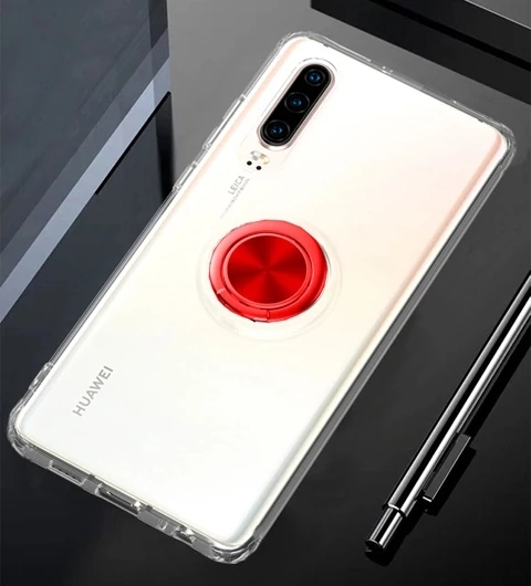 Для huawei Nova 5T кольцо держатель Стенд задняя крышка магнит прозрачные чехлы для huawei Nova 5T Funde Coque - Цвет: Красный