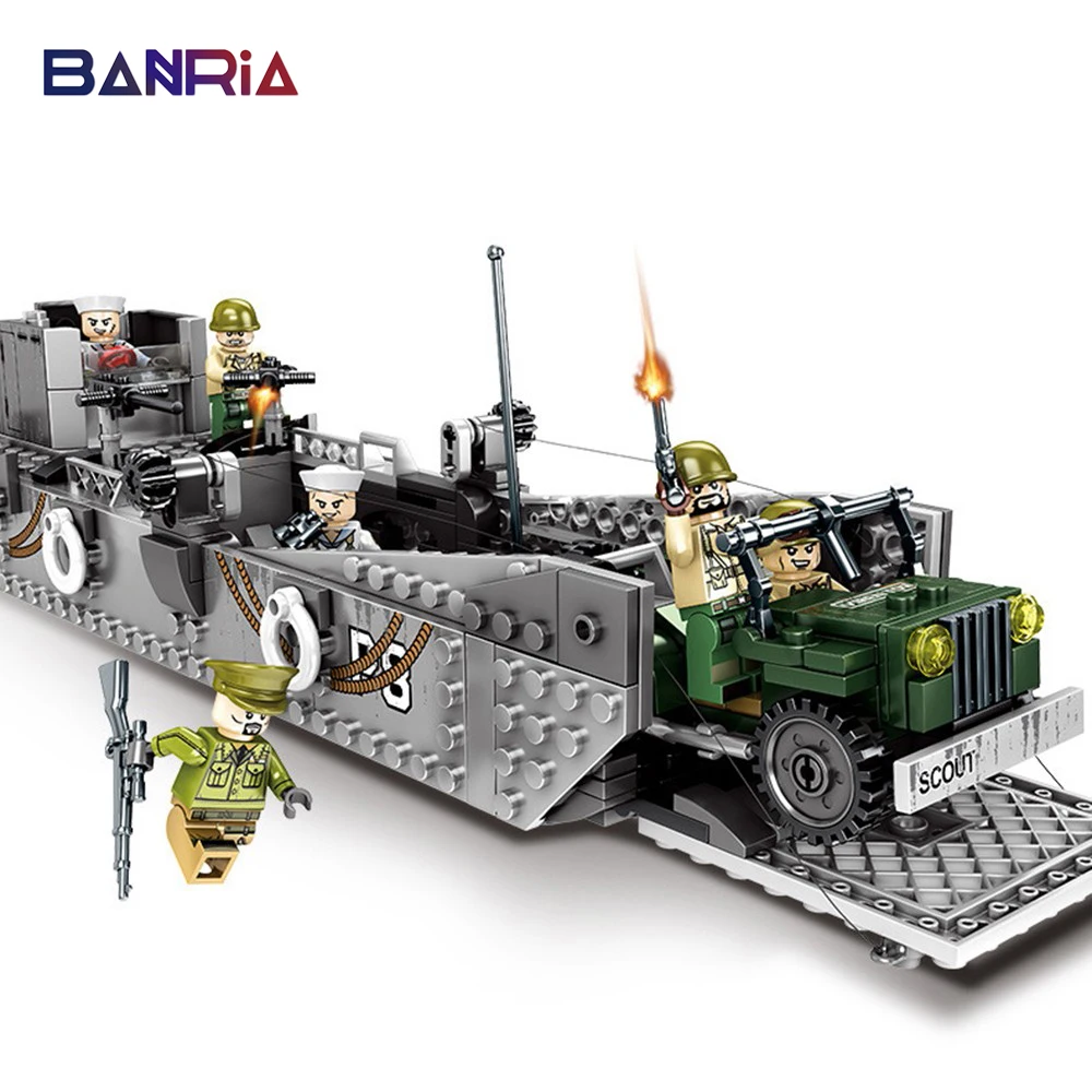 

413pcs Blocks Toys for Children America Navy LCM3 Landing Craft Empires of steel Military Series Building Blocks Bricks