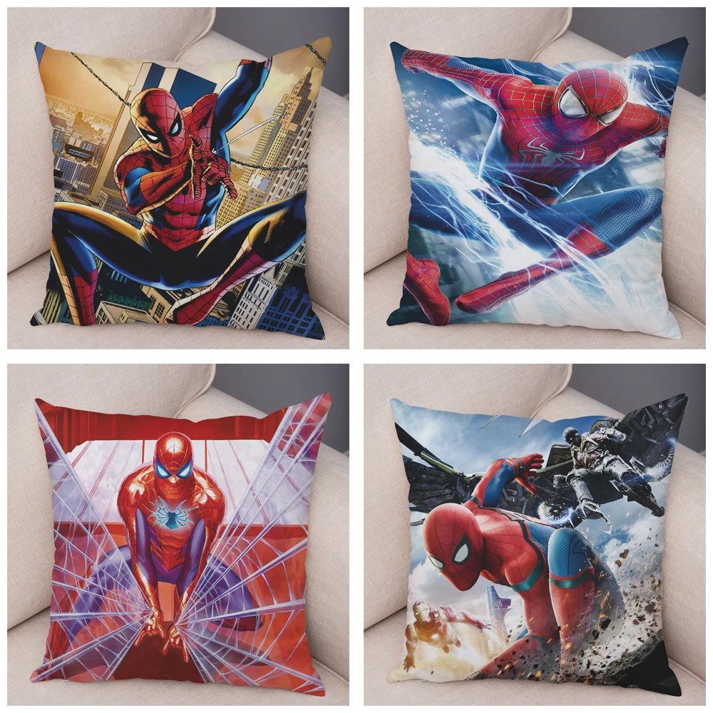 Чехол для подушки с героями мультфильма Marvel, Мстители, Человек-паук, американский аниме, Человек-паук, наволочка для дивана, декоративная наволочка, чехол