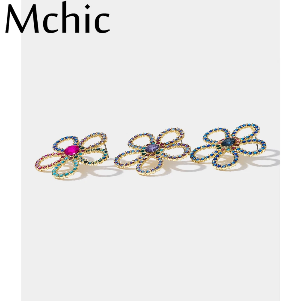 Mchic модные серьги гвоздики с цветочным украшением из ювелирных изделий Роскошные