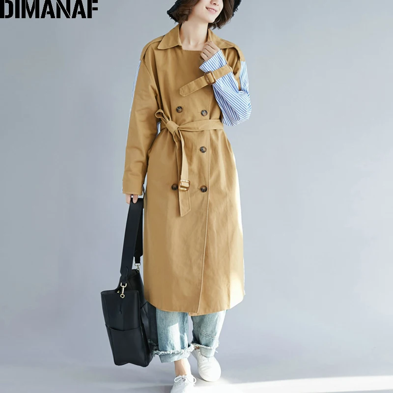 

DIMANAF Women Jackets Coats Fashion Office Lady Outerwear Plus Size Autumn Winter 2019 Female Loose Long Sleeve Striped Clothes