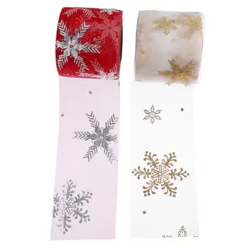 

2 pcs Gift Wrapping Ribbons 25 Yards Snowflake Party Iridescence Mesh Ribbon Fabric Ribbon Decoration for DIY Art Crafts