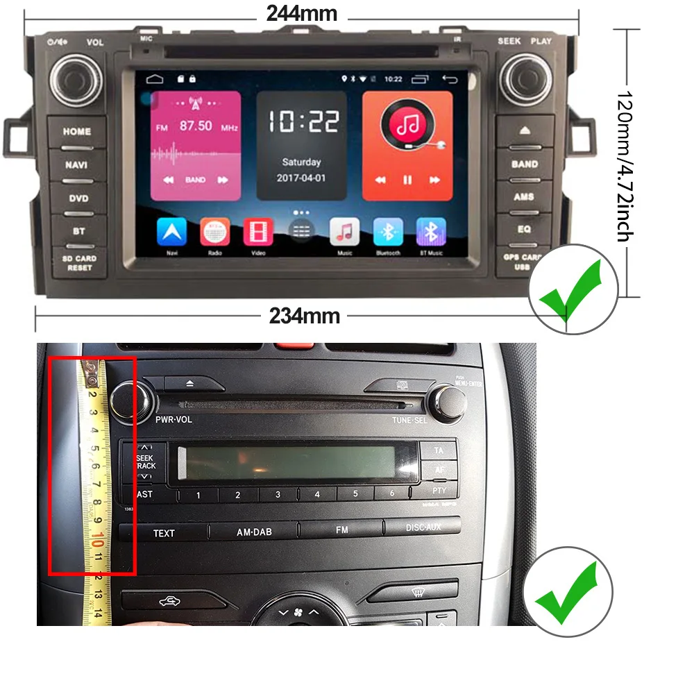 Автомагнитола Eunavi 7 дюймов Android 2 din DVD GPS для хэтчбека Toyota Auris аудио навигация