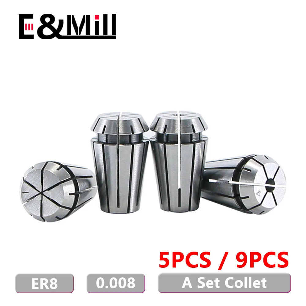 

A Set High Precision 0.008 ER8 1~6mm ER Collet Chuck For CNC Milling Tool Holder Engraving Machine Lathe Mill Spring Collet Nut