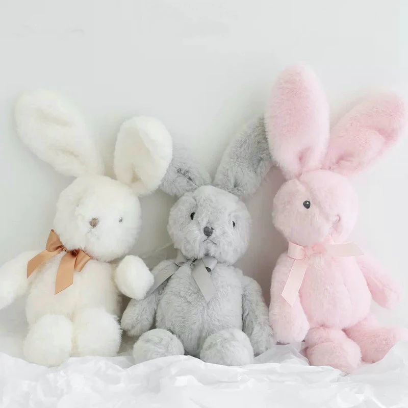 

25cm Long Ears Bunny Plush Stuffed Toys For Baby Girl as Gifts Fluffy Rabbit Appease Doll Baby Sleeping Toy