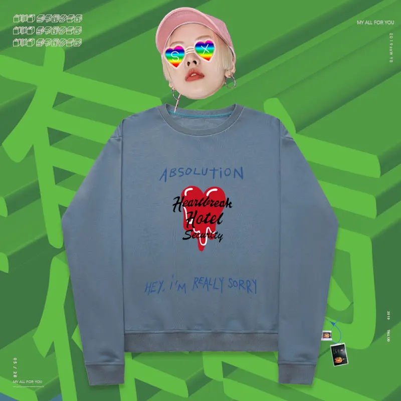 Свитер ABSOLUTION I'm REALLY SORRY heartleiak для безопасности отеля растворенное сердце сестра пара свитер - Цвет: Cowboy blue