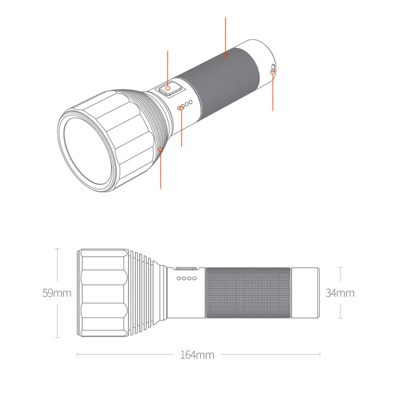 Youpin NexTool 2000 лм 380 м USB-C перезаряжаемый 5 режимов IPX7 водонепроницаемый светодиодный фонарь тип-c фонарь для кемпинга