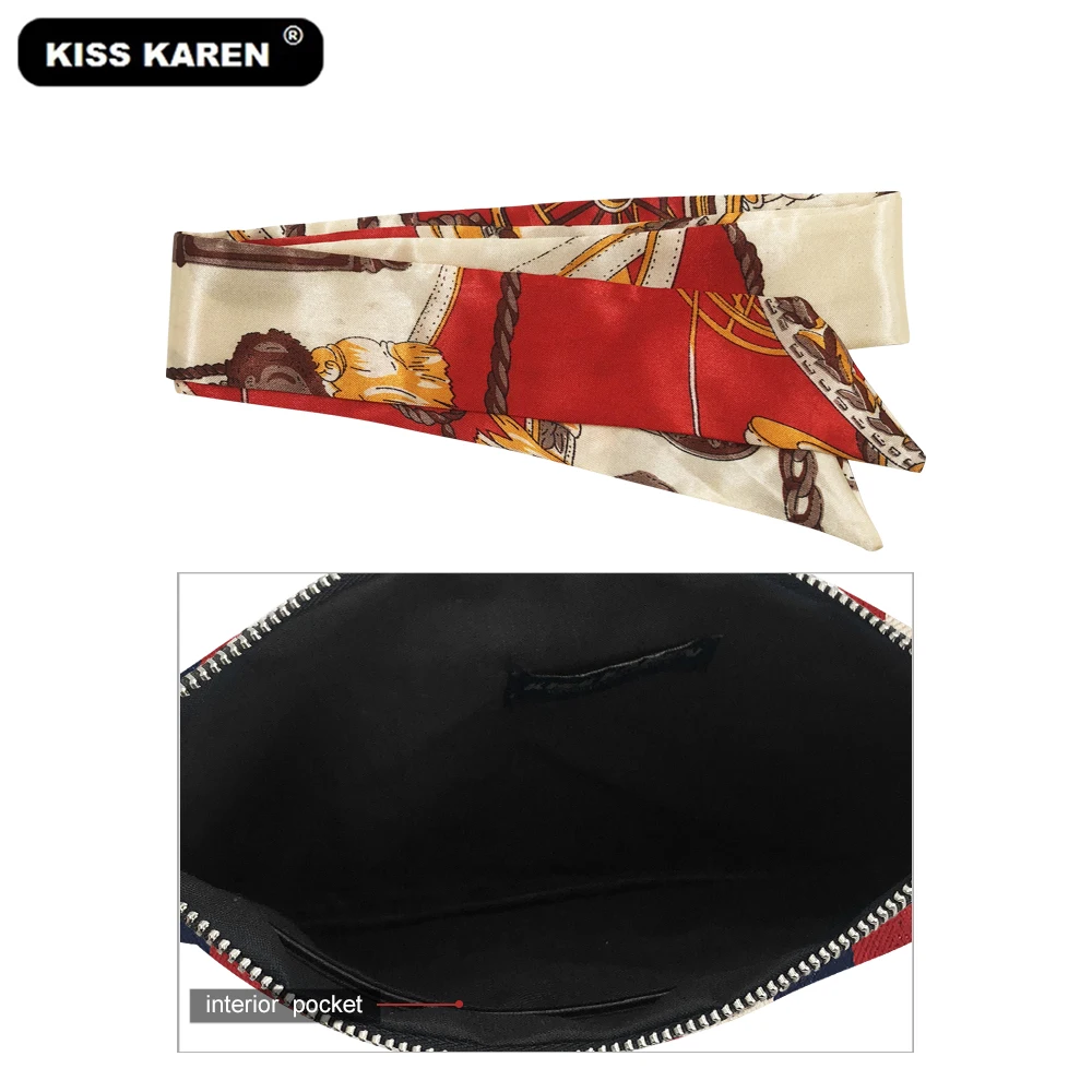 KISS KAREN стильные цветные полосатые холщовые напульсники шикарные женские сумки на плечо с шарфом женская сумка-мессенджер модная дамская сумочка
