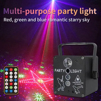 

Mini RGB LED Disco Projector Light Voice Control Self-Propelled Remote Projection Stage Lamp for Wedding Birthday KTV Show Party