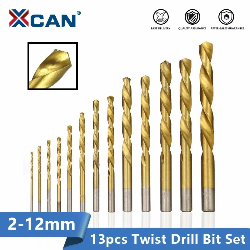 XCAN Twist Drill Bit 1.5-12mm HSS Titanium Coated Gun Hole Cutter Wood Metal Set | Инструменты