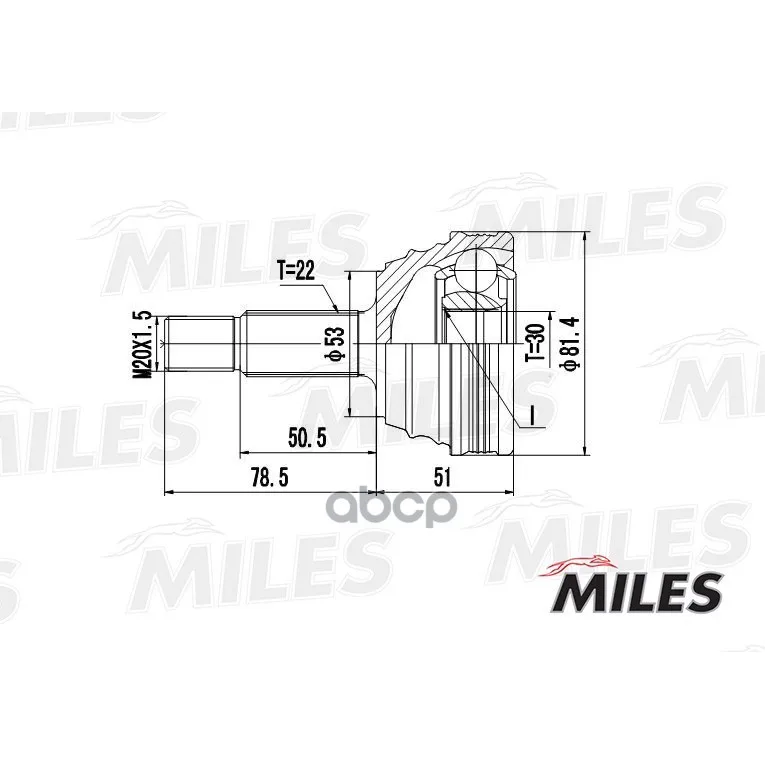 Шрус Vw Polo/Lupo 1.0-1.9sdi 94-05 Нар. Miles Ga20520 Miles арт. GA20520