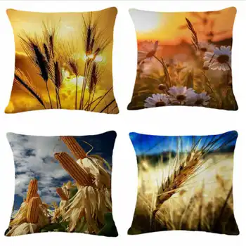 

Sofa Decorative Cushion Cover Plant Dandelion Wheat Pillow Case Cotton Linen 45*45 Throw Pillow Case Home Decor