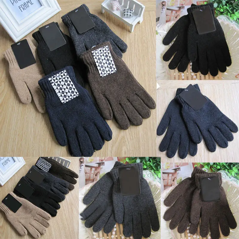 Новая мода осень зима Мужские Женские Вязаные перчатки мужские утепленные шерстяные перчатки варежки