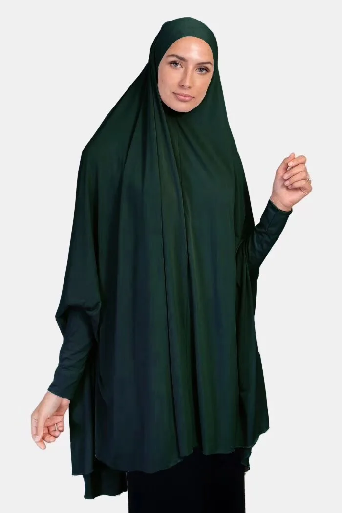 H1410 Простой Большой размер мусульманский хиджаб шарф с рукавом молитва наряд длинный химар платок обертывание