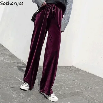 

Pants Women Plus Size Gold Velvet Full Length Slim Streetwear High Waist Sweatpants Korean Trousers for Womens Newest Arrival