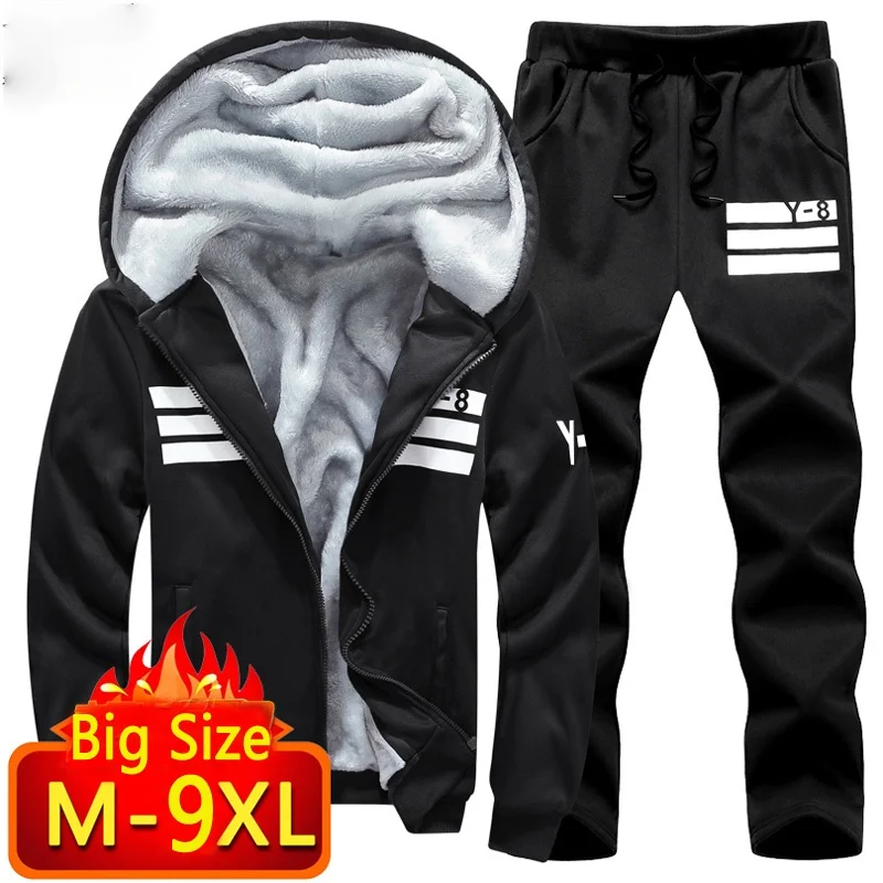 Big Size 7XL 8XL 9XL Brand Men Sets Autumn winter Sporting Suit Sweatshirt + Sweatpants Mens Clothing 2 Pieces Sets Tracksuit 1