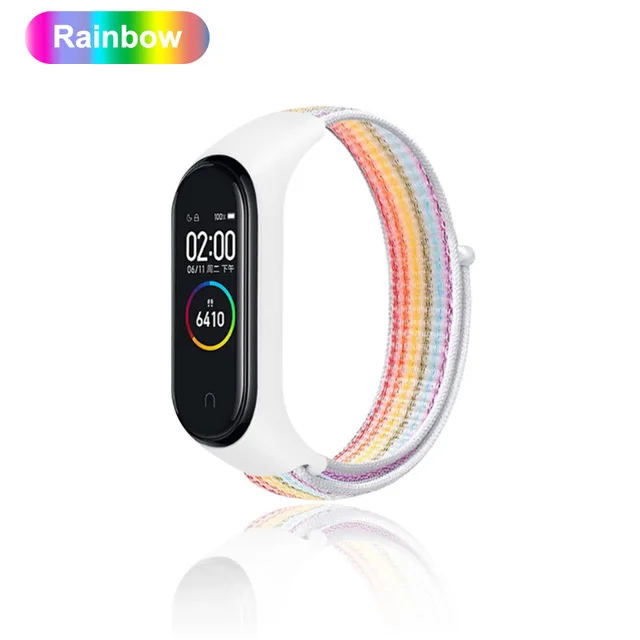 Нейлоновый ремешок-петля для Xiaomi mi 4 сменный дышащий браслет mi band 4 band 3 спортивный браслет для mi band 3 band 4 Stra - Цвет: Rainbow