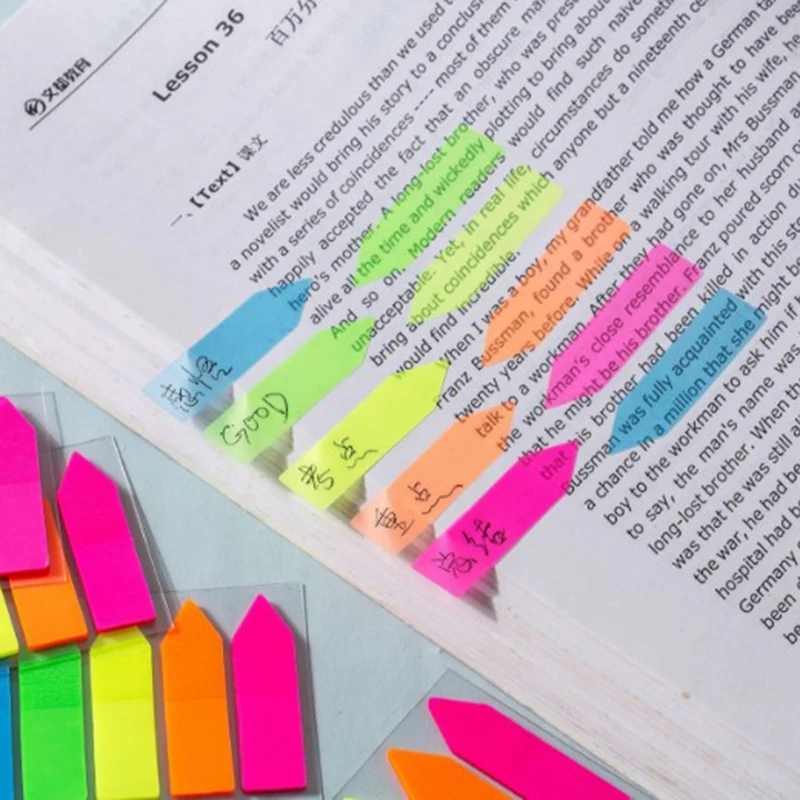 

100 Sheets 7.3x 5cm Fluorescence Self Adhesive Memo Pad Sticky Notes Bookmark Marker Memo Sticker Paper Student Office Supplies