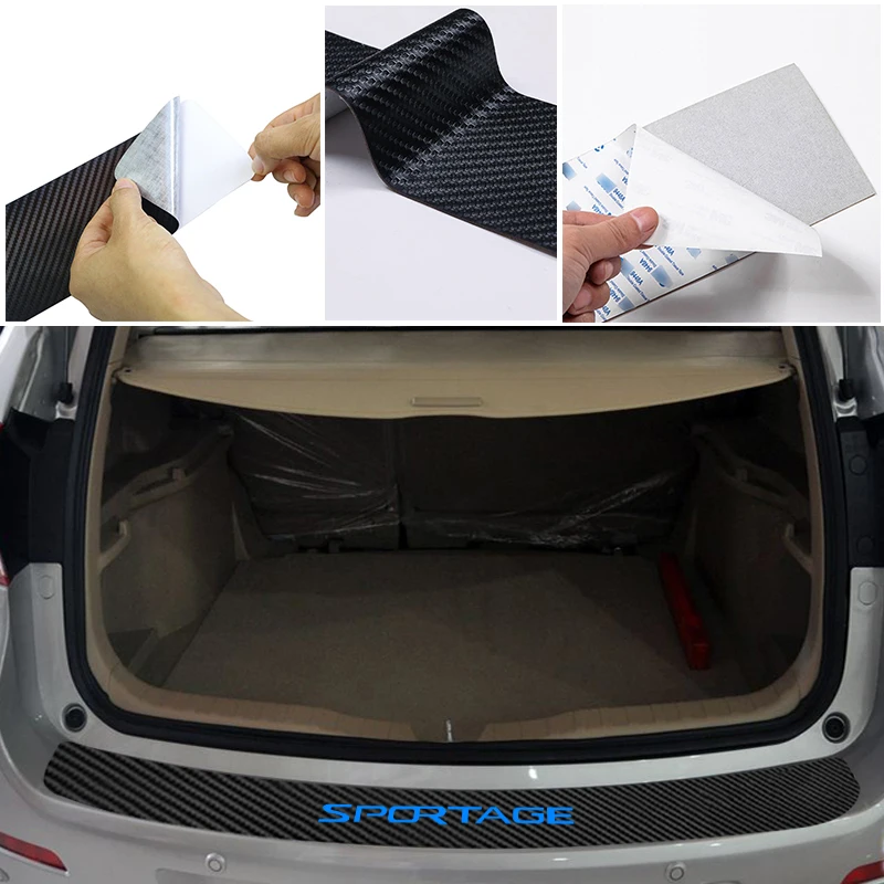 Наклейки на задний багажник автомобиля из искусственной кожи для KIA Sportage, аксессуары, защита заднего бампера, накладка