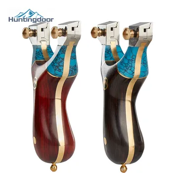 

Wholesale Turquoise Catapult Titanium Alloy Slingshot Sandalwood Handle Shooting Accessories Outdoor Hunting Practice Sling