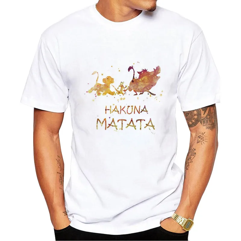 Летние мужские футболки HAKUNA MATATA, большие размеры, футболка с коротким рукавом, облегающая модная футболка, Мужская одежда, футболка