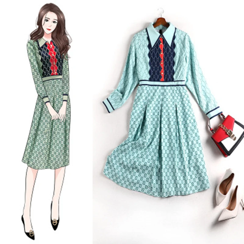 

2020 New Spring Women High Quatily Fashion Dress Female Commute Plus Size Dresses Ladies Leisure Loose Autumn Dresses LT169