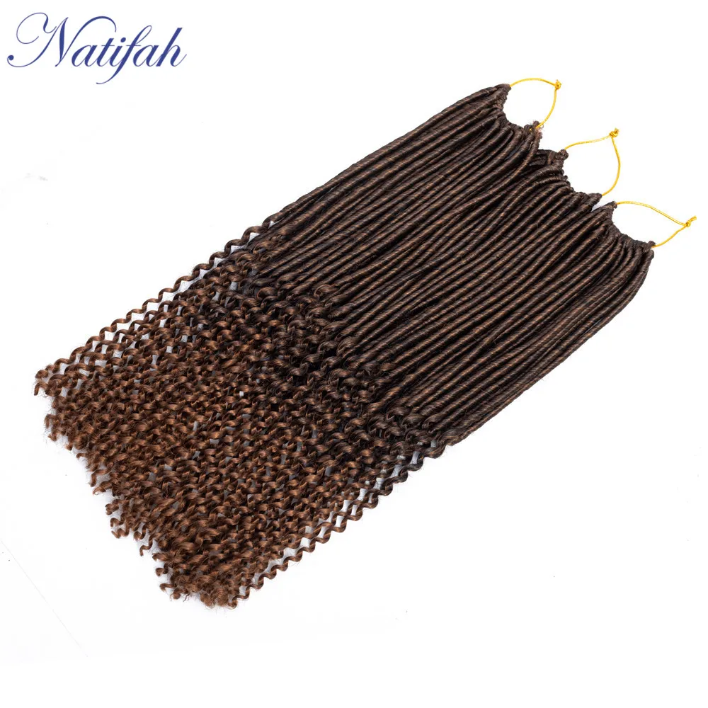 Natifah Goddess Faux locs Curly 18 дюймов Синтетические вязаные дреды волосы для наращивания 20 корней/упаковка кудрявый конец черный красный коричневый - Цвет: #30