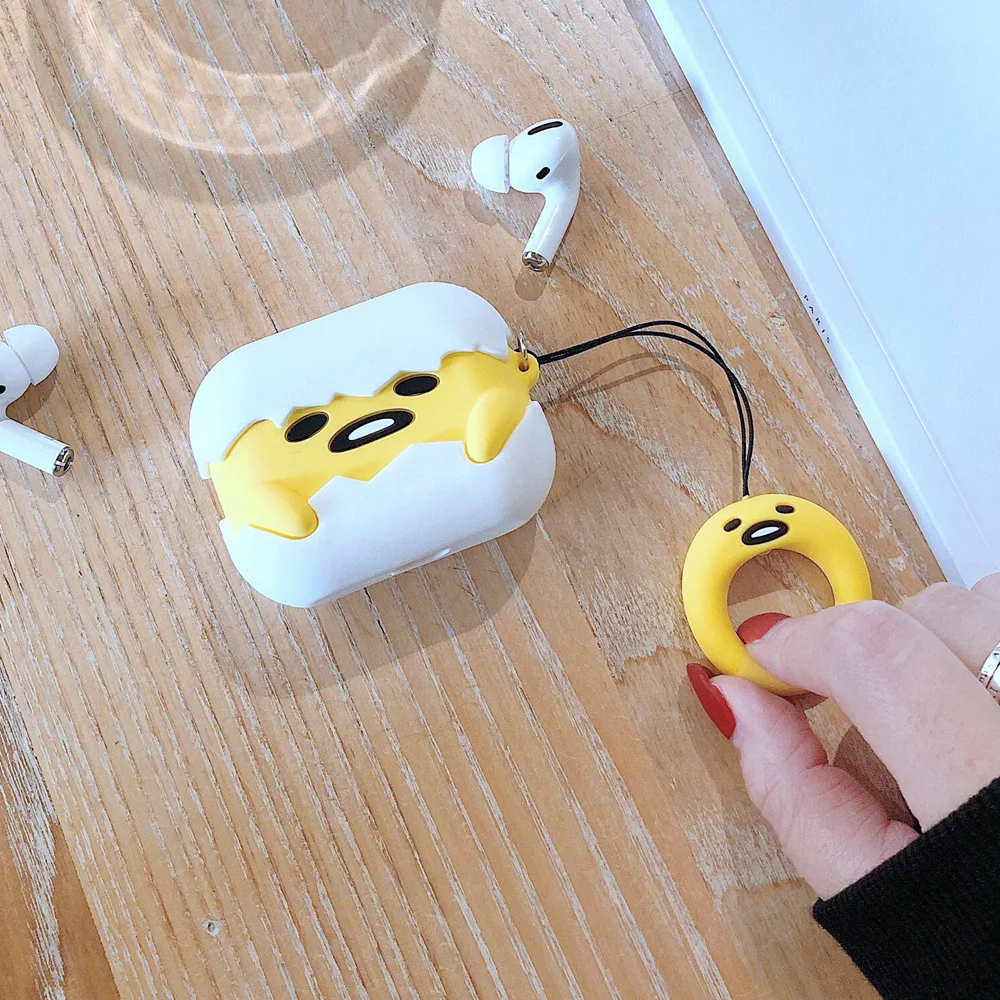 Беспроводной чехол для наушников для Airpods 3 мягкий силиконовый милый мультфильм грустное яйцо Гудетама чехол для Airpod Pro с кольцо-держатель для пальца