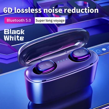 

Wireless Bluetooth 5.0 Earphone In-ear 6D Stereo Earbuds TWS Handsfree Sports Game Headset with Mic & Charging Box
