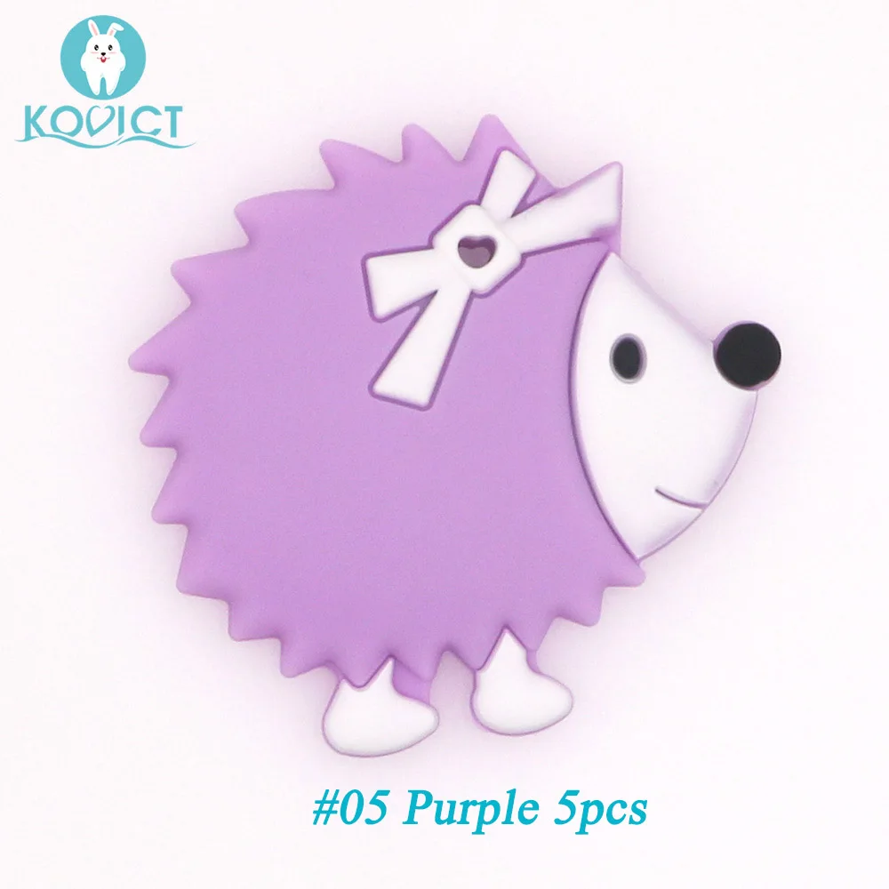 05 purple 5pcs Kovict без добавления бисфенола А 5/10 шт. Ежик силиконовый детский Прорезыватель для зубов против грызунов Нового Дизайна милые детские игрушки для режущихся зубов жевательные животных Форма для кормления подарок - Цвет: 05 purple 5pcs