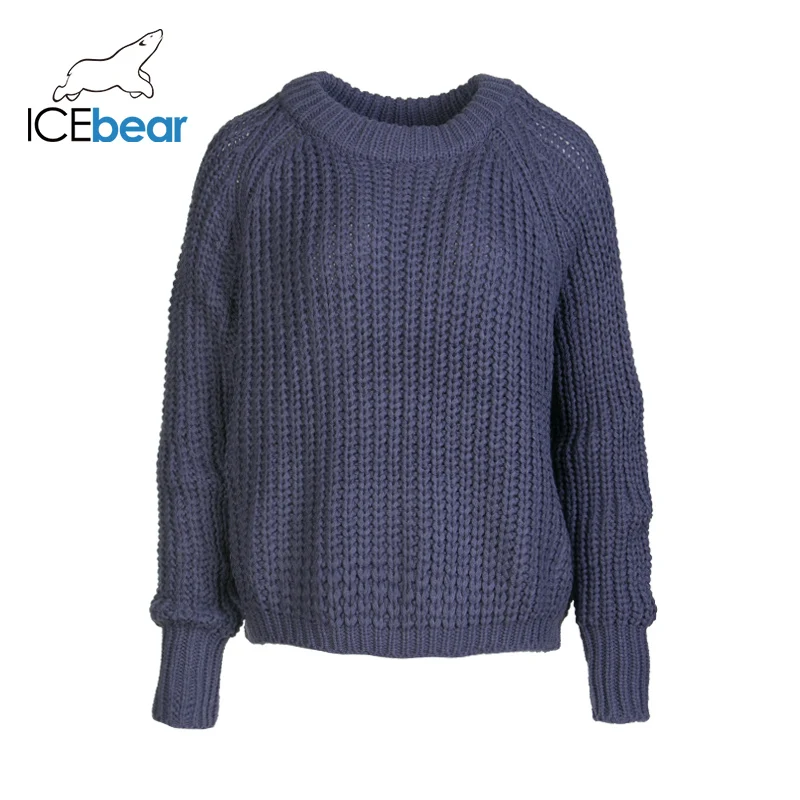 ICEbear вязаный массивный свитер большого размера свободный однотонный Толстый