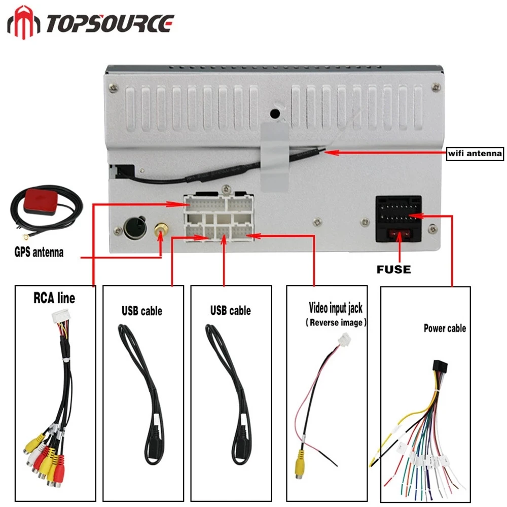 Автомобильный мультимедийный плеер TOPSOURCE Android 2 Din GPS 9 дюймов Wifi автомобильное
