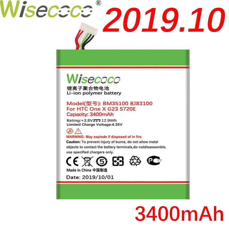 Wisecoco BJ83100 BM35100 3400 мАч аккумулятор для телефона htc One X G23 S720E One X+ S728E 720T X720d X325E X325S