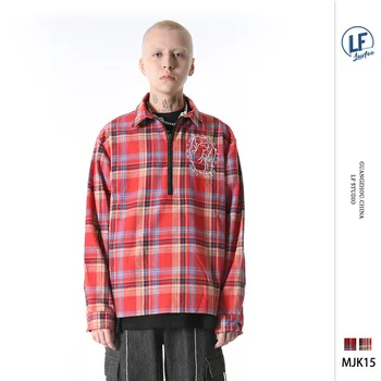 

Lawfoo 2020 Spring Summer New Style Men'S Wear Origional Multi-color Plaid Shirt Embroidered Couples MEN'S Shirts