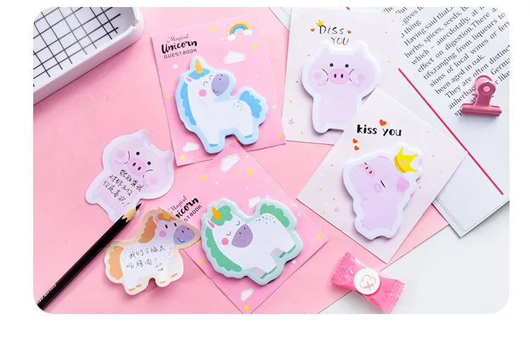 30 шт./компл. Kawaii Блокнот Единорог Стикеры для Заметок Post-it офисные школьные принадлежности, блокноты для художественного оформления ногтей, ручная работа креативные милые студенческие стационарный