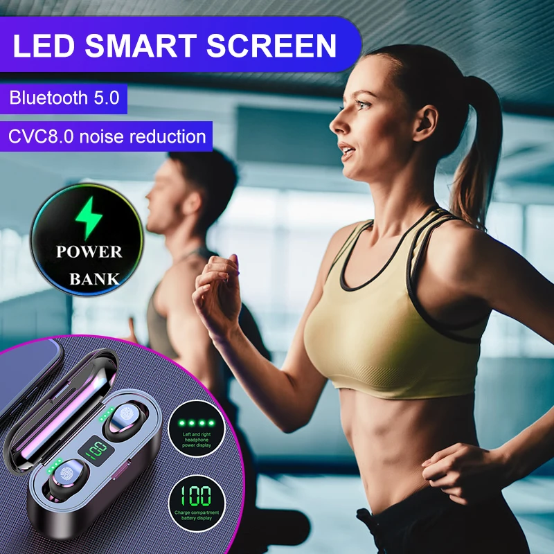 Bluetooth V5.0, беспроводные наушники, стерео, спортивные, беспроводные, головные телефоны, наушники, гарнитура, 2000 мАч, мощность для iPhone 11, Xiaomi