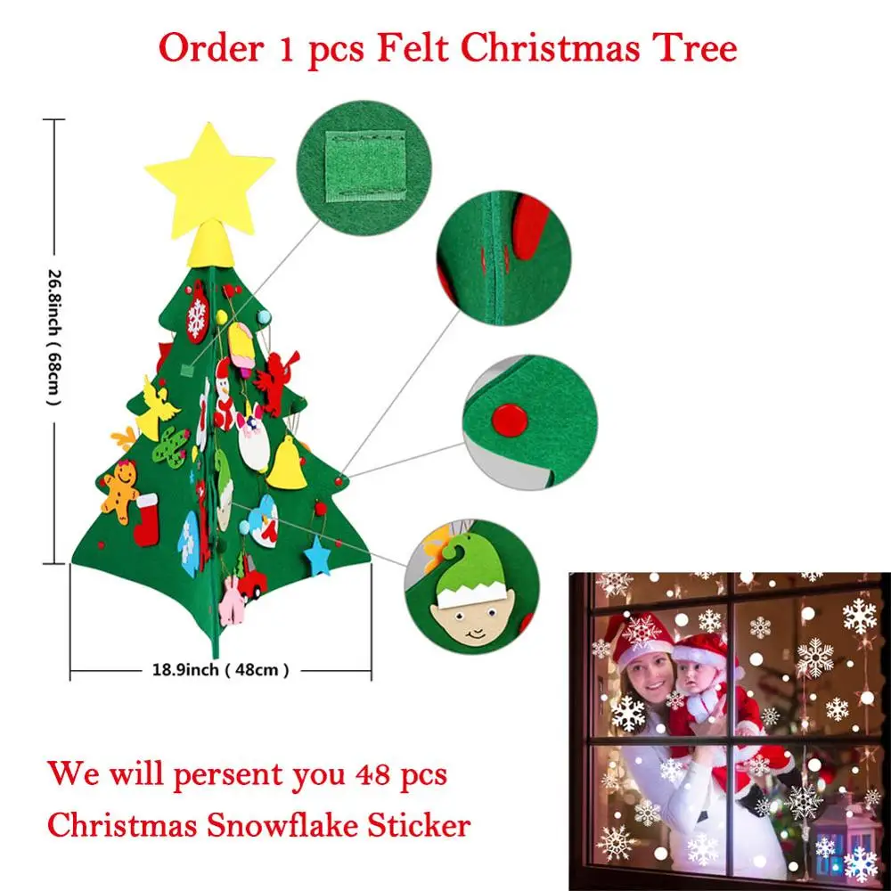 3 IN 1 Felt Tree 3D DIY войлочный комплект для рождественской елки с Рождественские подвесные украшения Рождественский подарок для детей рождественские украшения год Arbol Navidad - Цвет: 3 IN 1 Felt Tree